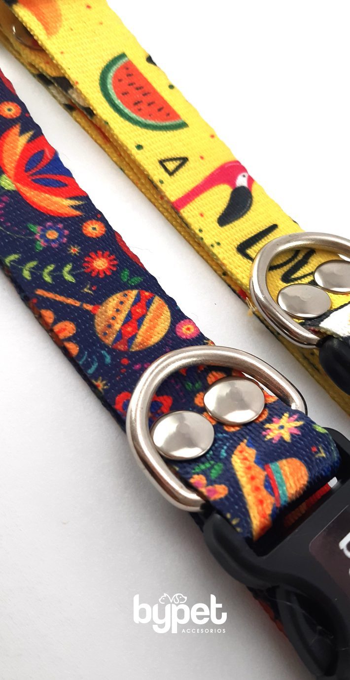 Collares sublimados con medialuna metálica y remaches